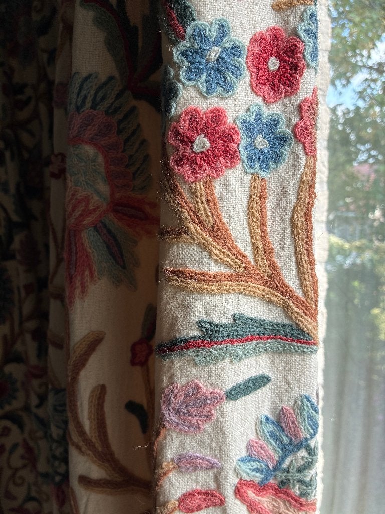 Geborduurde luxe gordijnen met voering, Huis en Inrichting, Ophalen, Gebruikt, Gordijn