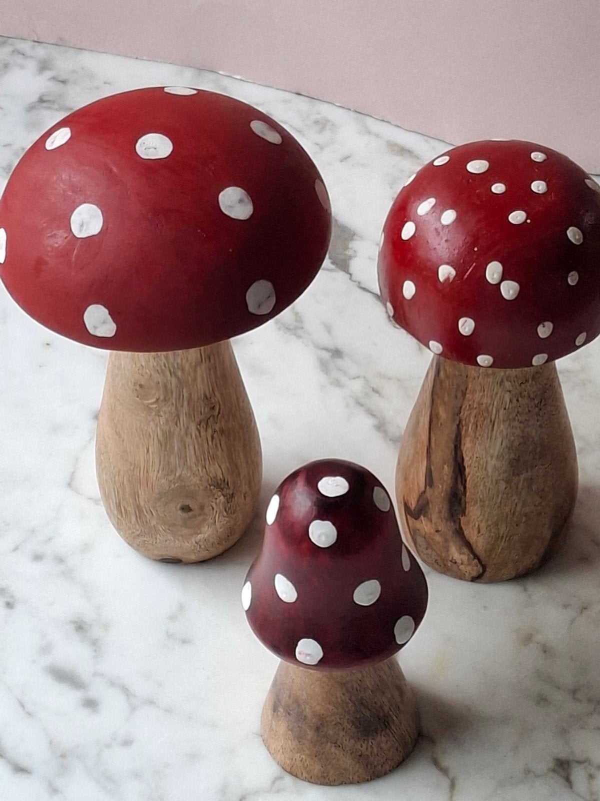Houten vliegenzwam paddenstoelen seizoenstafel herfsttafel, Verzenden, Nieuw