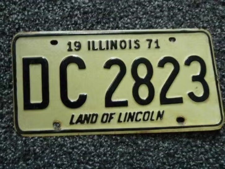 Kentekenplaat licenseplate Illinois 1971 USA, Verzamelen, Verzenden, Gebruikt, Auto's