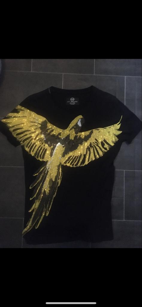 Zwart T-shirt met gouden papegaai van My Brand, Ophalen of Verzenden, Gedragen, Maat 56/58 (XL), Zwart