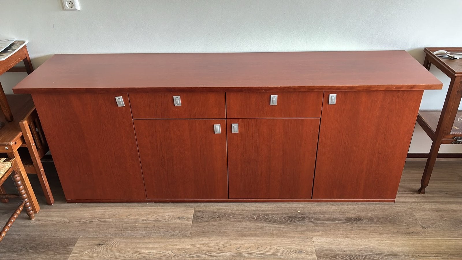 dressoir , vitrinekast , tvkast  kersenhout, Ophalen, Gebruikt, 200 cm of meer, 25 tot 50 cm