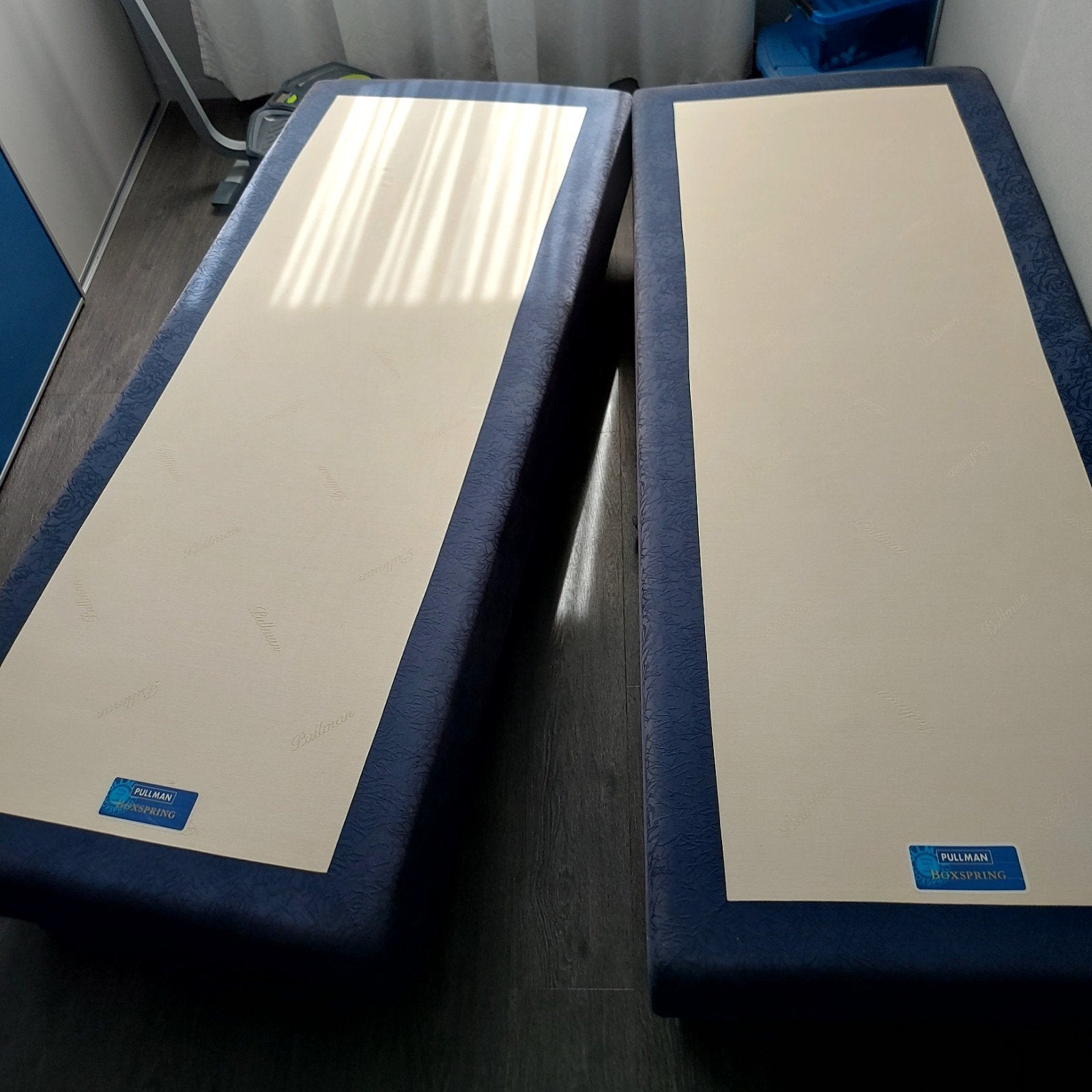 Boxspring bed 200x80 - Pullman Jupiter, Ophalen, Eenpersoons, Blauw, Zo goed als nieuw