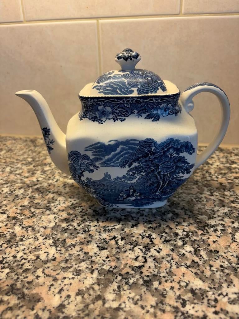 Vintage Wedgwood Enoch Tunstall "Woodland" Theepot - Blauw/W, Ophalen