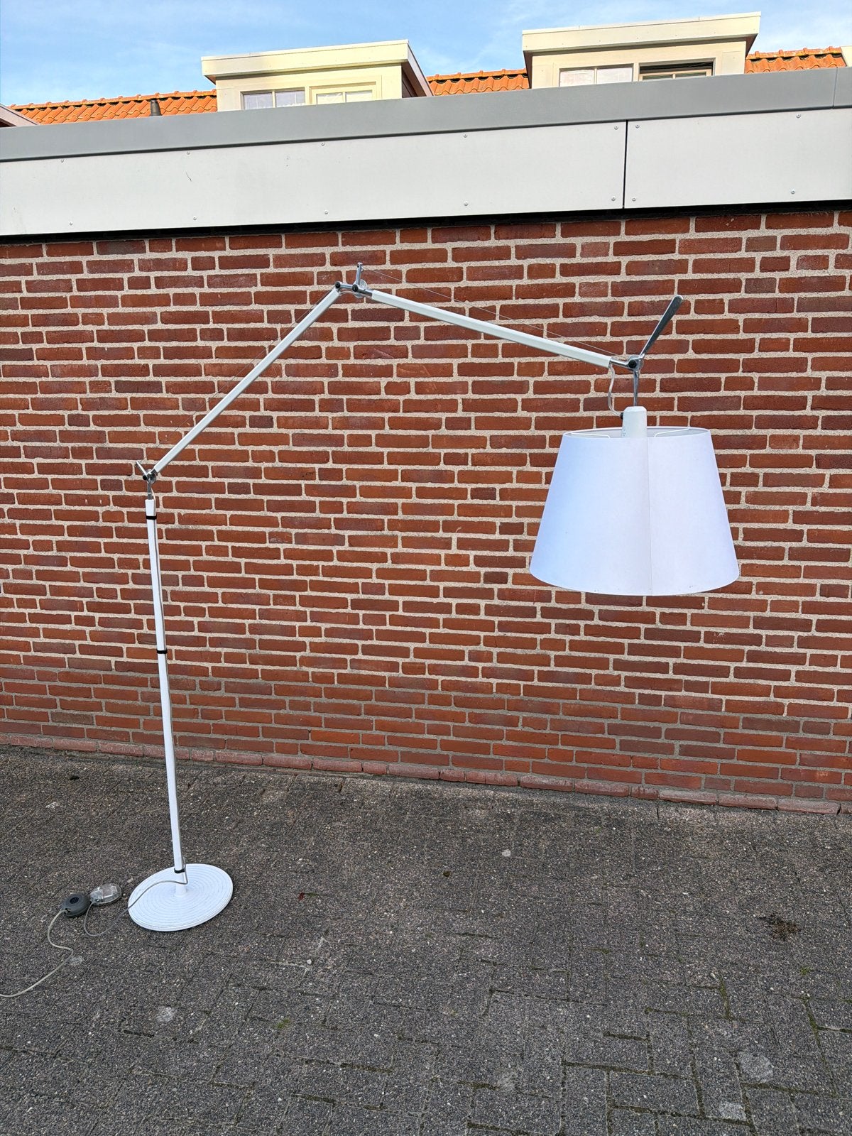 Witte vloerlamp Tolomeo mega verstelbare arm en witte kap, Ophalen, Gebruikt, E27 (groot), Metaal