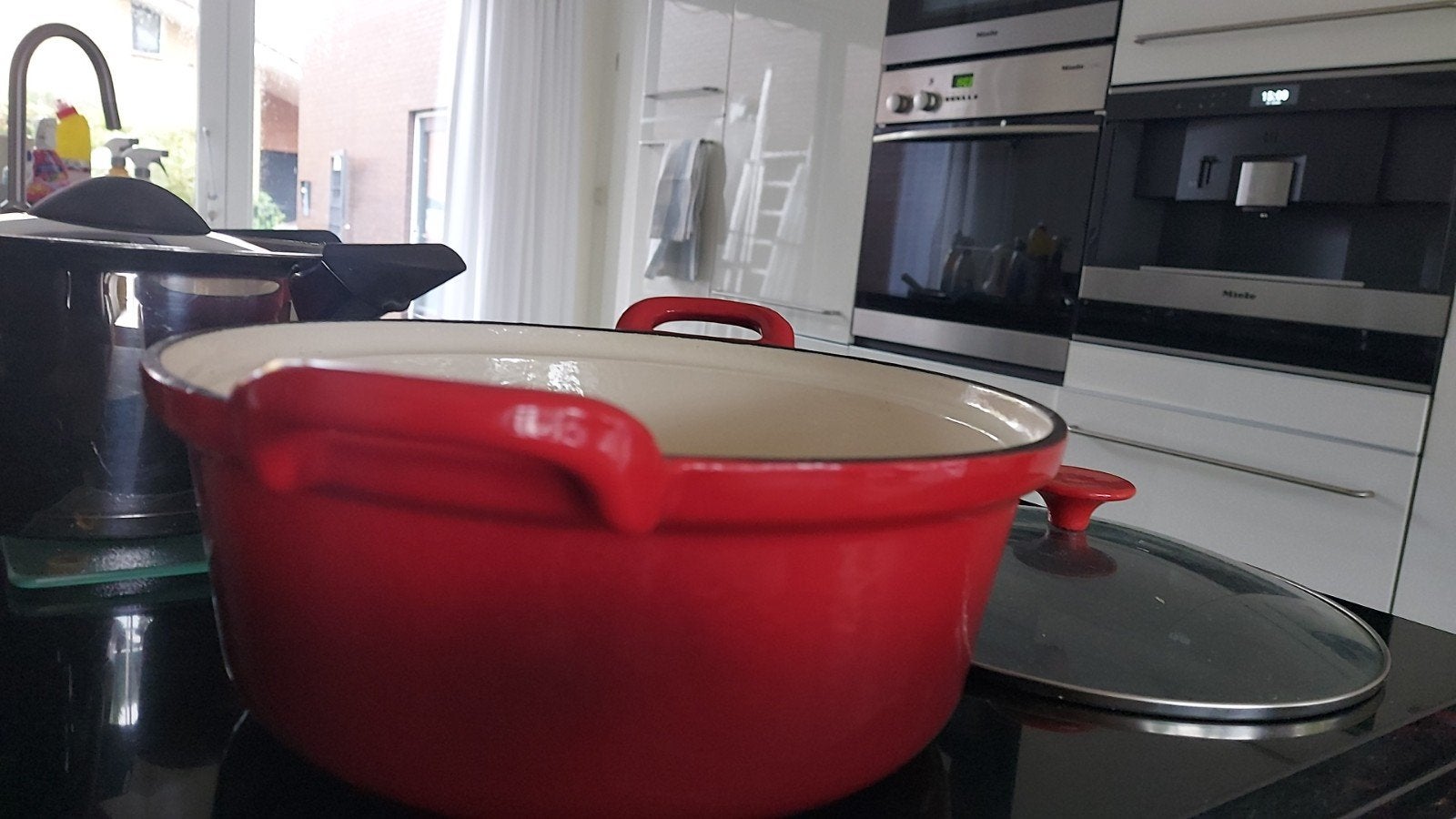 Rode gietijzeren braadpan met deksel, Gebruikt, Met deksel, Ophalen of Verzenden, Overige merken