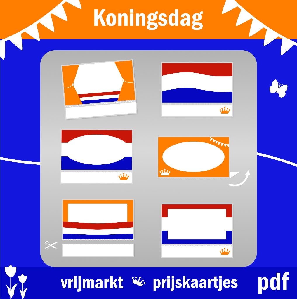 Koningsdag vrijmarkt prijskaartjes of prijsstickers  Pdf, Hobby en Vrije tijd, Verzenden, Nieuw, Overige typen, Oranje of Koningsdag