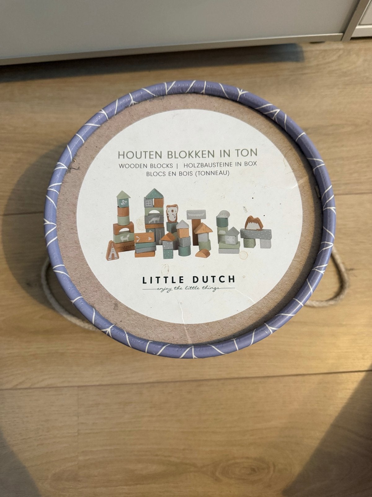 Little Dutch houten blokken in ton, Ophalen, Gebruikt, Overige merken