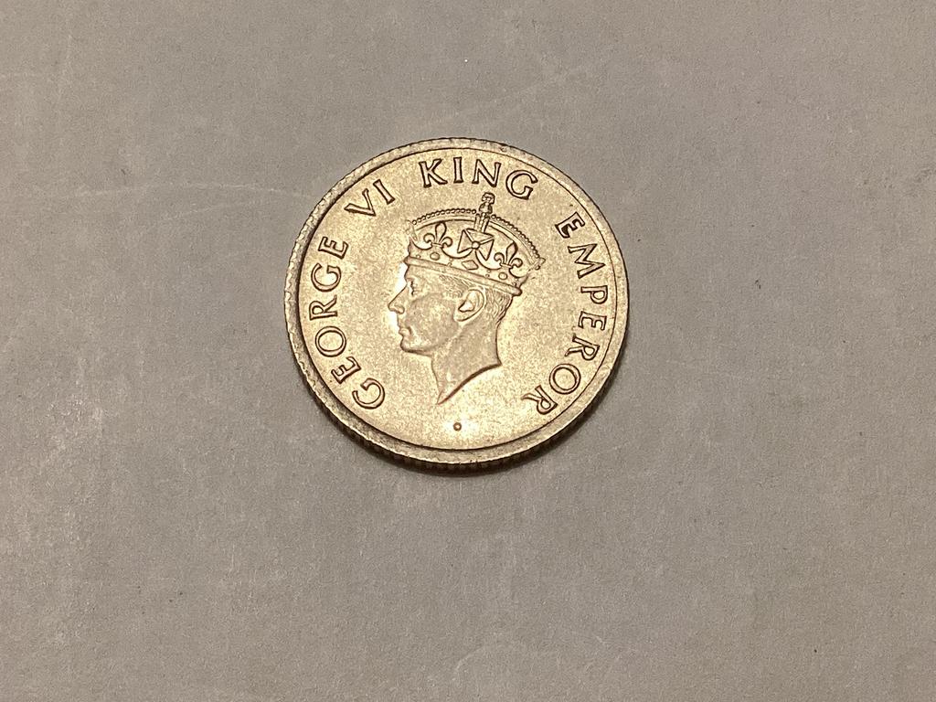 India 1/4 rupee 1947, Postzegels en Munten, Munten | Azië, Ophalen of Verzenden, Zuid-Azië