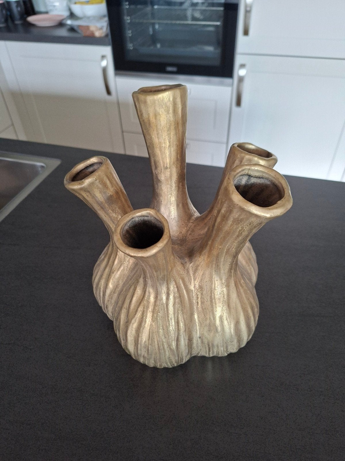 Vaas NIEUW goud 25 cm hoog, Ophalen, 25 cm, Nieuw, Geschikt voor droogbloemen