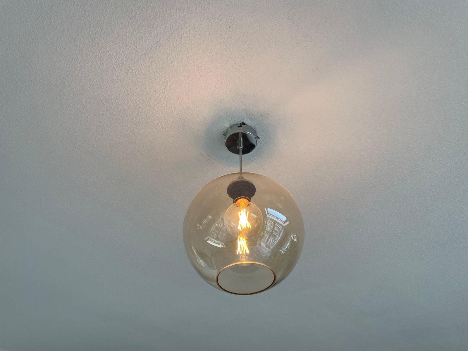 Glazen hanglamp met E27 fitting, Ophalen, Gebruikt, Glas, E27 (groot)