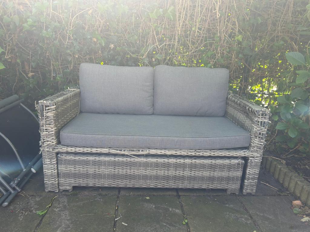 Loungeset / tuinbankje, Ophalen, Gebruikt, Kunststof