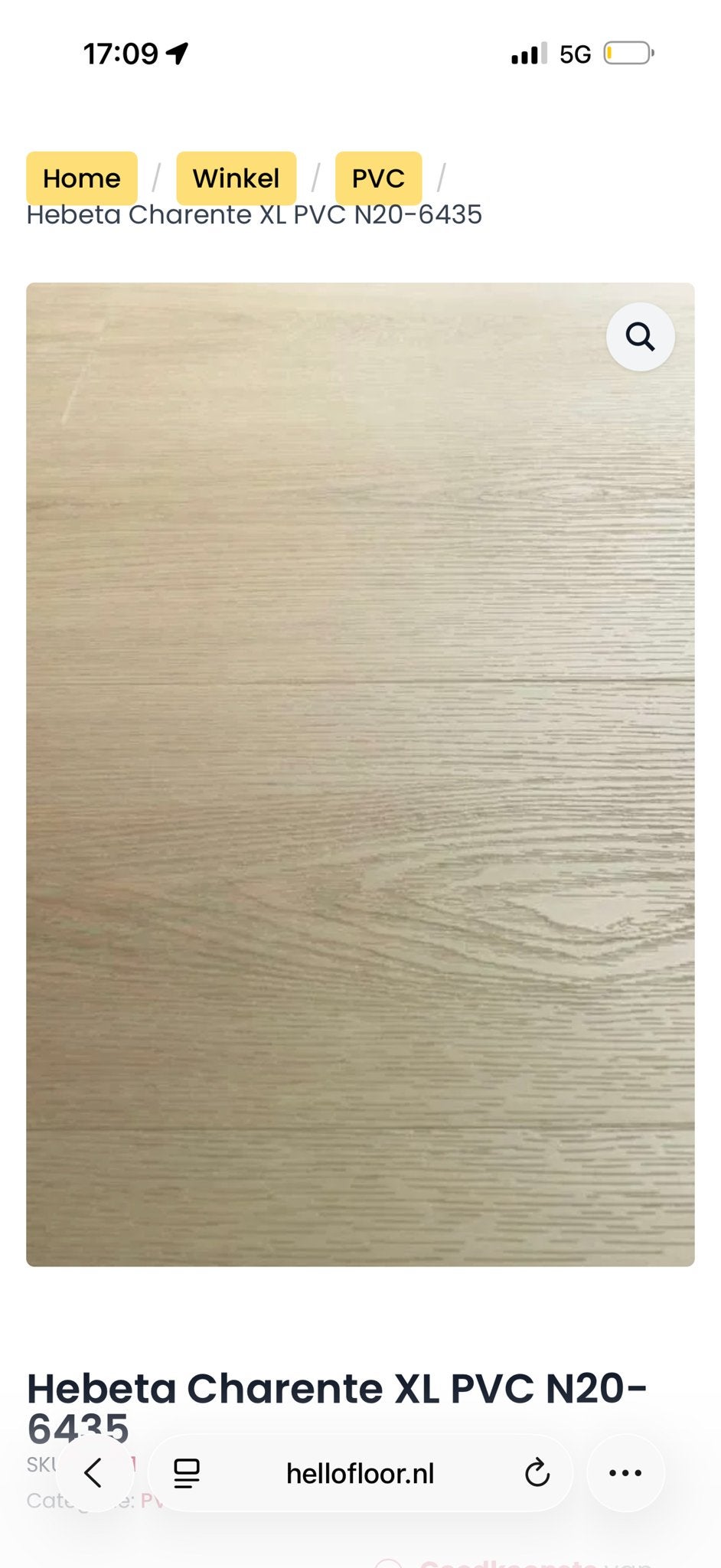 Hebeta Charente XL PVC N20-6435 Vloer (30,56 m2), Ophalen, Kunststof, Overige typen, Nieuw