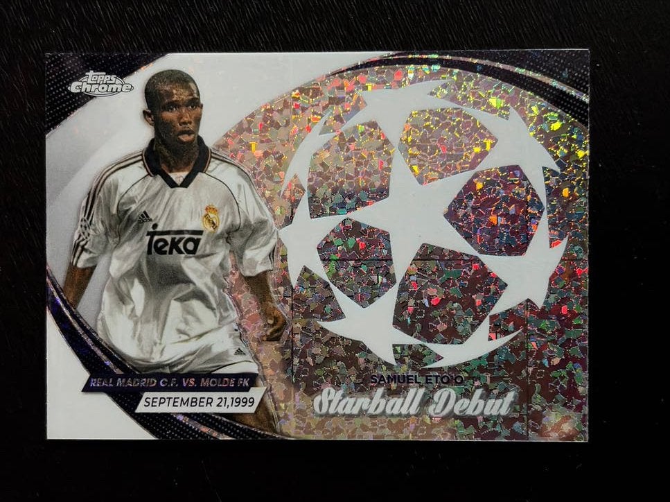 Samuel Eto'o Starball Debuut Topps Chrome Champions League, Ophalen of Verzenden, Zo goed als nieuw, Buitenlandse clubs, Spelerskaart