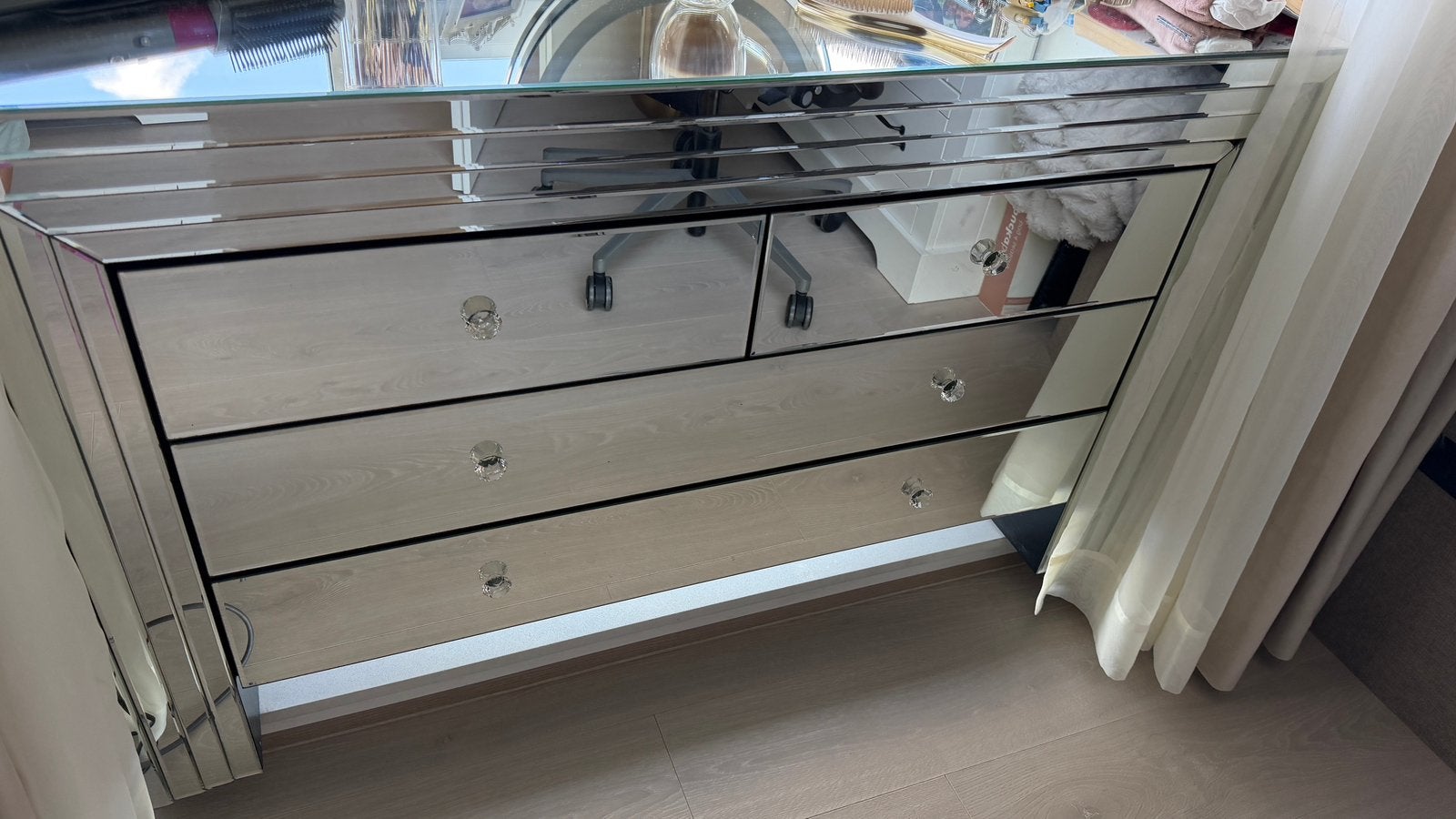 Luxury Dressoir + 2 nachtkasten van spiegel, Huis en Inrichting, Ophalen, Spiegel, 100 tot 150 cm, 150 tot 200 cm