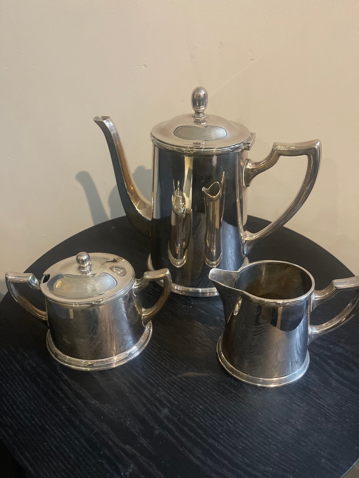 Antiek Verzilverd Koffie- en Theeservies - 3 Delen, Ophalen of Verzenden, Zilver