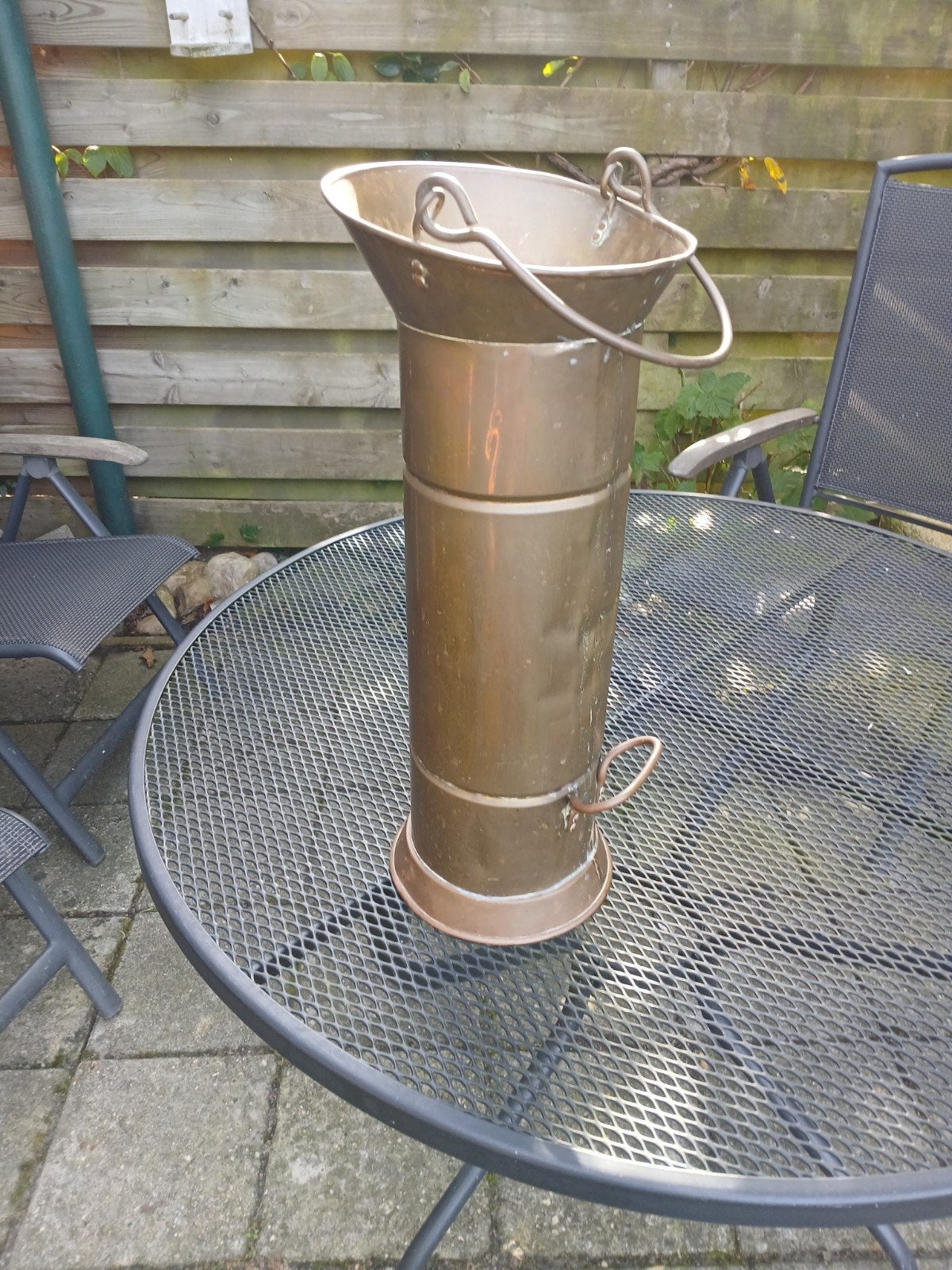 Antieke koperen paraplubak - 50cm hoog, Ophalen of Verzenden, Koper
