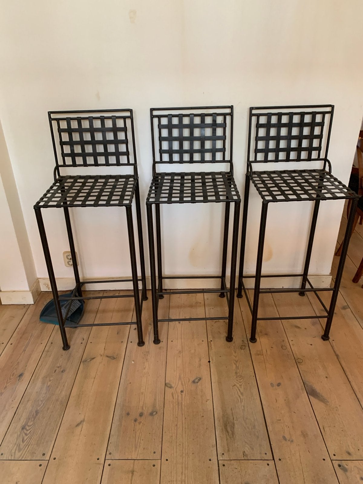 Set van 3 metalen barkrukken met zithoogte 80 cm, Huis en Inrichting, Ophalen, Gebruikt, 60 tot 90 cm, Metaal