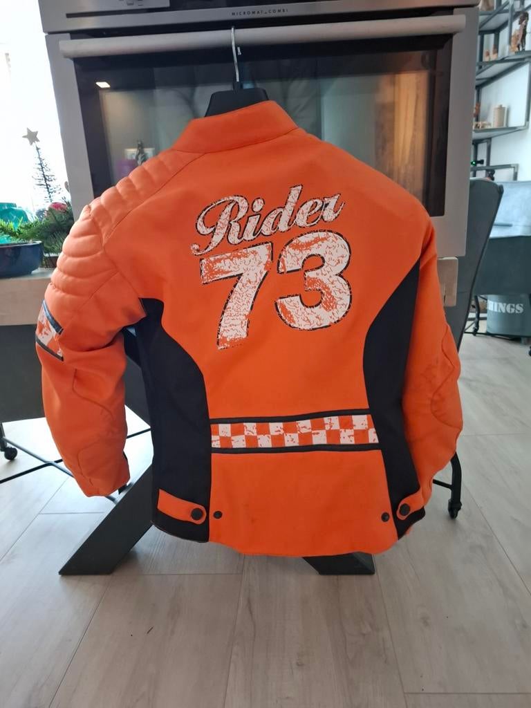 Oranje Indian Coast 73 motorjas, maat M, Motoren, Kleding | Motorkleding, Jas | textiel, Kinderen, Indian Coast 73, Ophalen of Verzenden