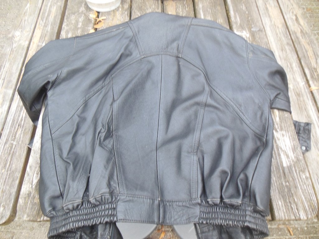 jas leather jacket lederen jas made in tunesia zwart moussa, Ophalen of Verzenden, Zo goed als nieuw, Maat 52/54 (L), Zwart