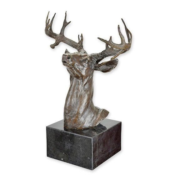 bronzen hert , buste, Ophalen of Verzenden