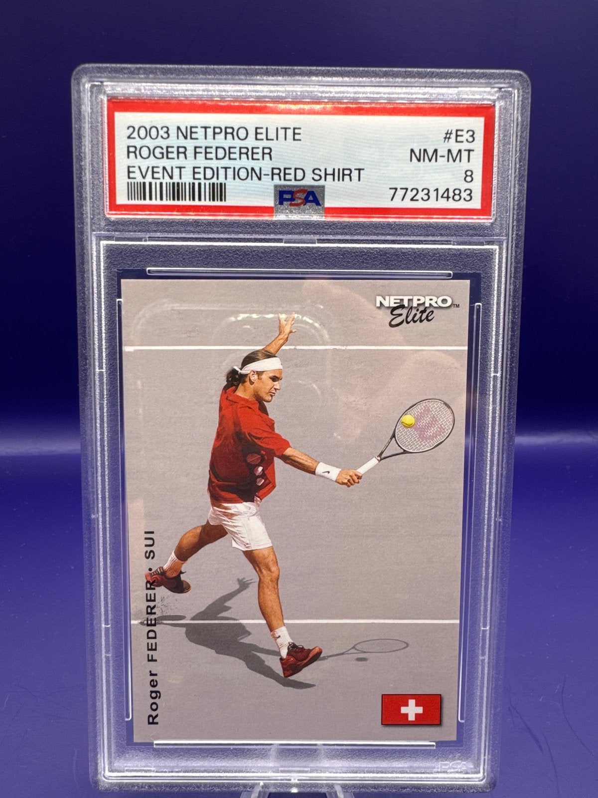 2003 Netpro Elite Roger Federer Event Edition Red Shirt PSA, Ophalen of Verzenden, Zo goed als nieuw, Losse kaart