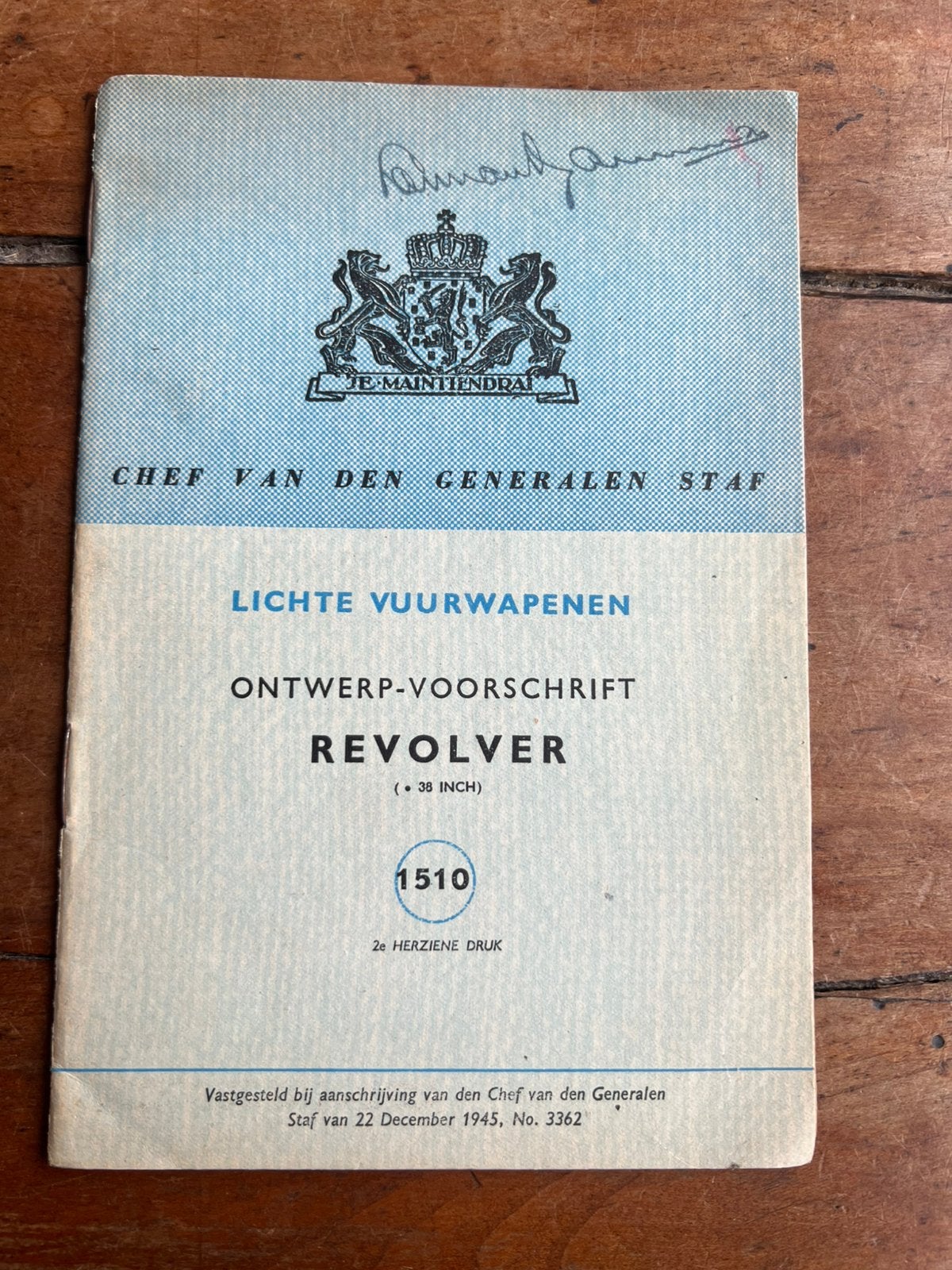 WO2 Nederlands KL KNIL Revolver technisch voorschrift 1945, Verzenden, Nederland, Boek of Tijdschrift