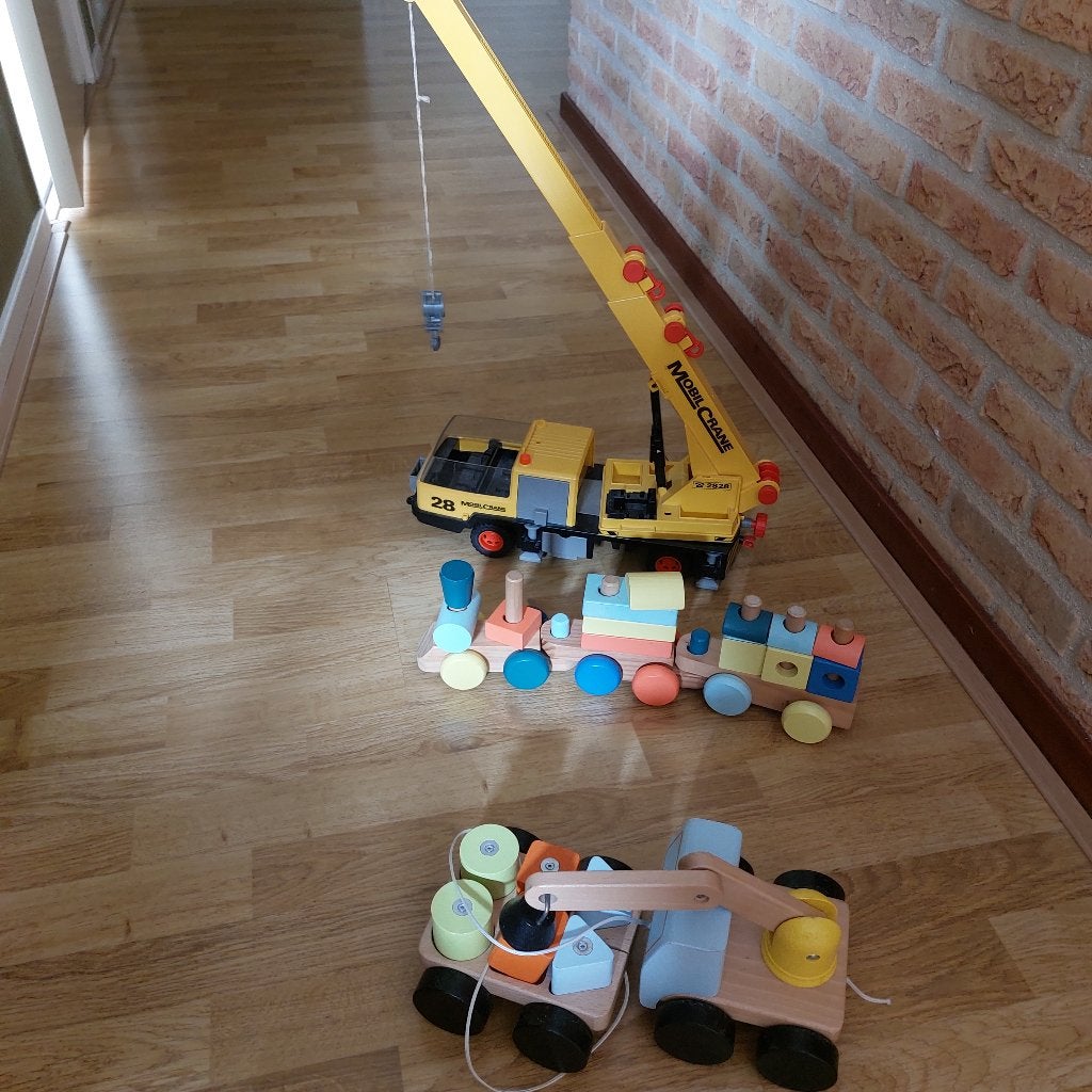 speelgoed, takelwagen en blokken, Ophalen, Gebruikt