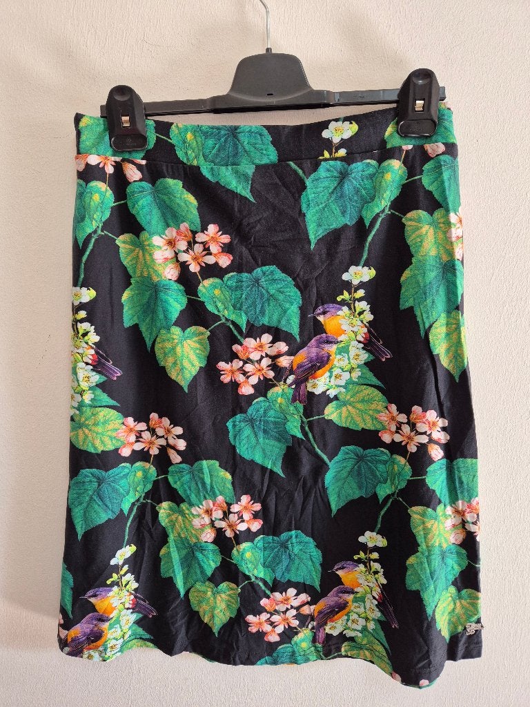R72 - Fleurige Tante Betsy rok maat L (1), Ophalen of Verzenden, Zo goed als nieuw, Maat 38/40 (M), Knielengte