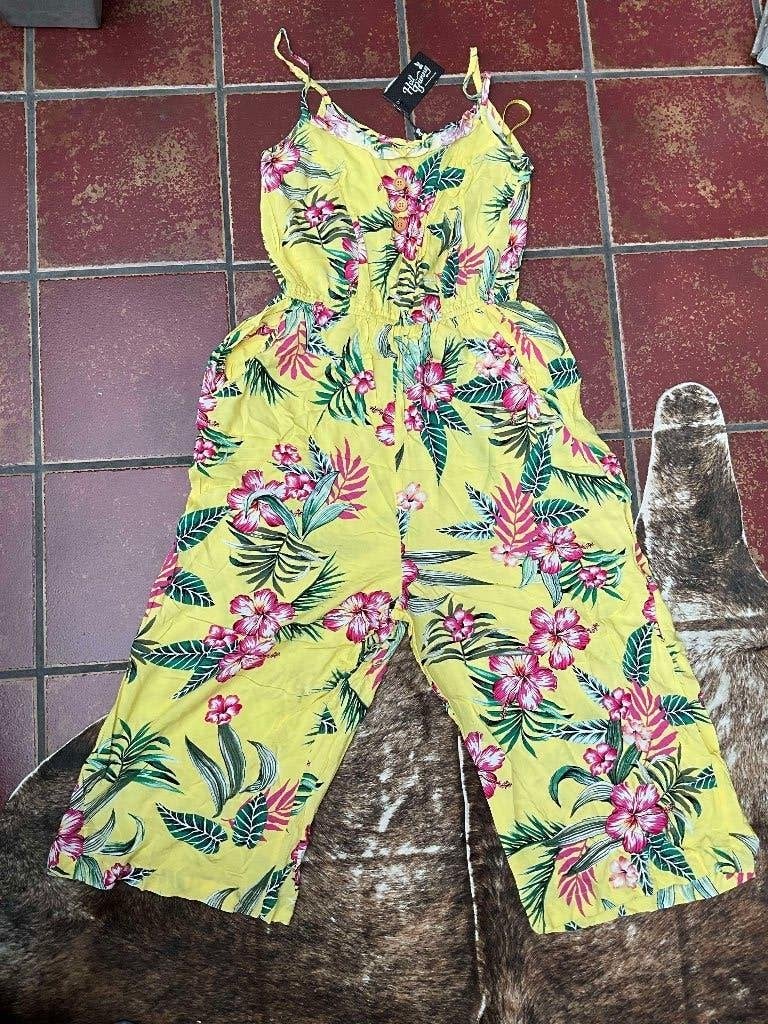 Hell Bunny Kalani Jumpsuit Yellow Maat XS/UK 8, Kleding | Dames, Geel, Nieuw, Ophalen of Verzenden, Maat 34 (XS) of kleiner