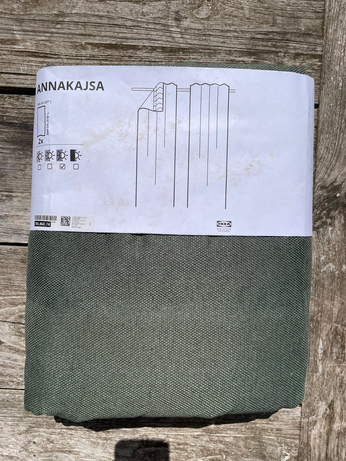IKEA Annakajsa Gordijnen Donkergroen - 2x 145x300 cm, Huis en Inrichting, Stoffering | Gordijnen en Lamellen, Ophalen, Plooiafwerking