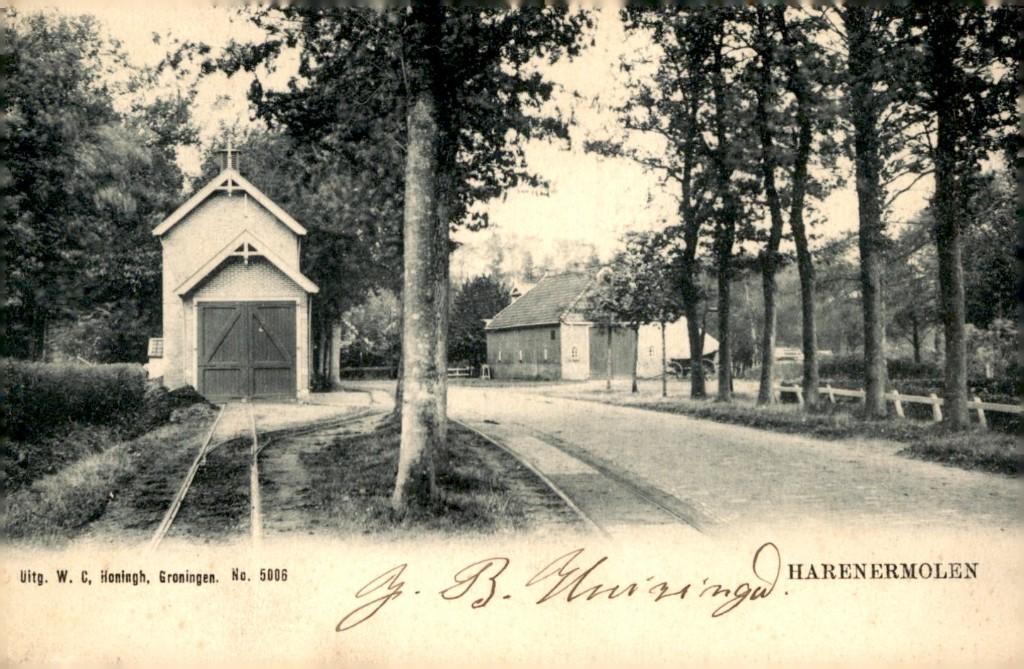Harenermolen Dorpsgezicht met tramrails # 219, Verzenden, Voor 1920, Ongelopen, Groningen