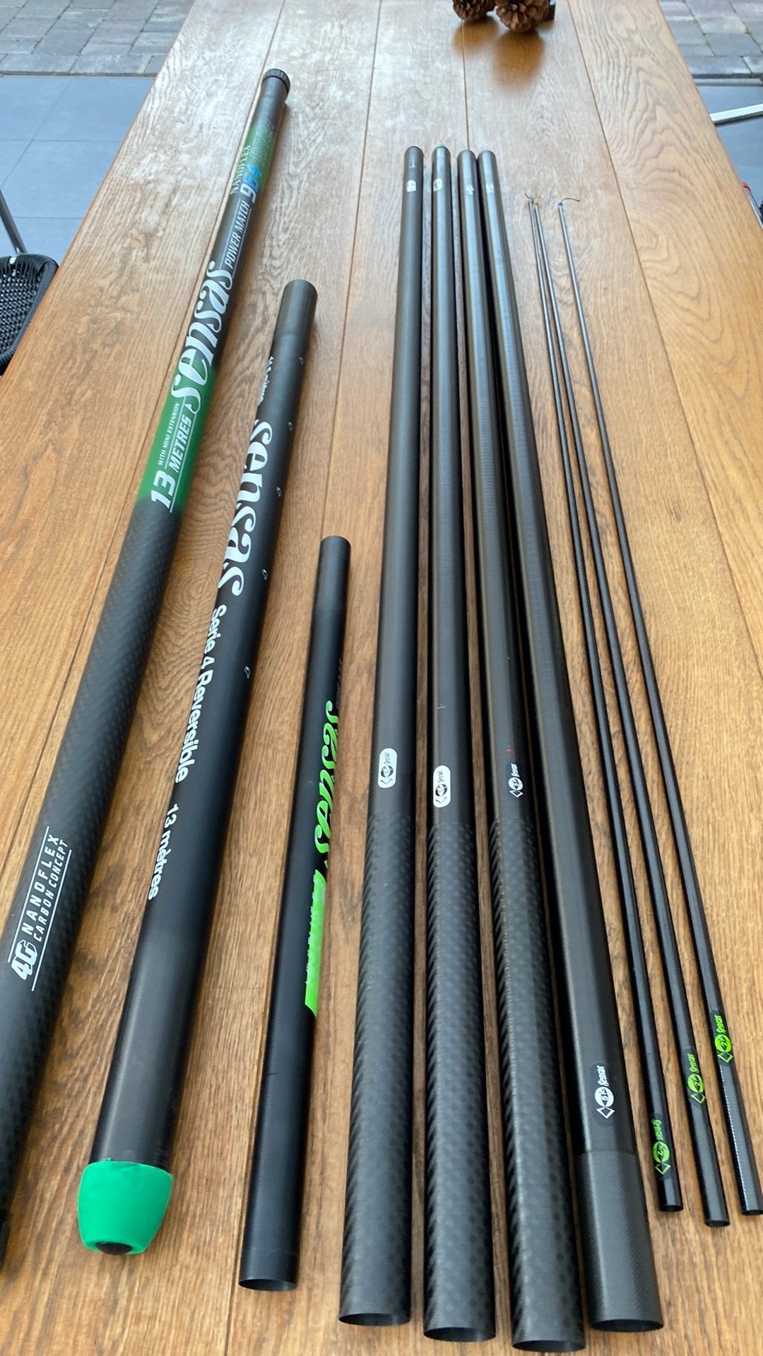Sensas powermatch nanoflex 964 river 13 meter, Ophalen of Verzenden, Zo goed als nieuw, Vaste hengel