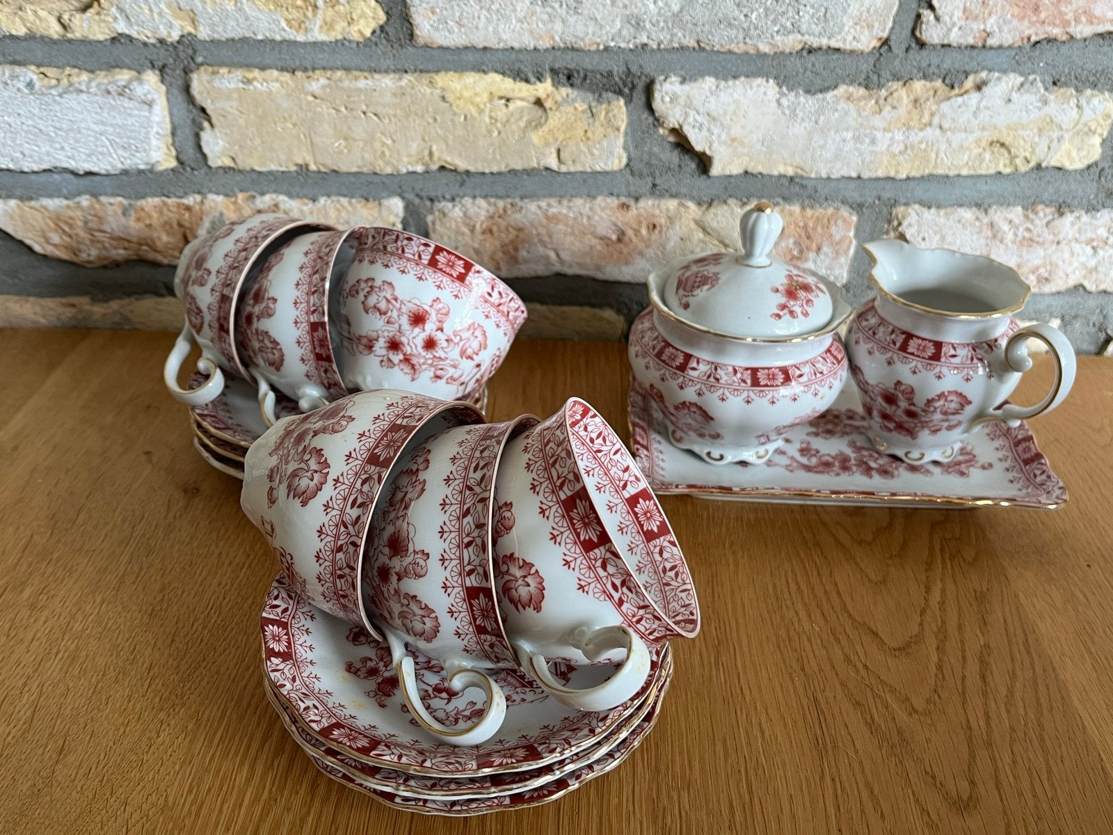 Felmann Weiden Bavaria Koffie/Theeservies Rood Wit, Ophalen of Verzenden
