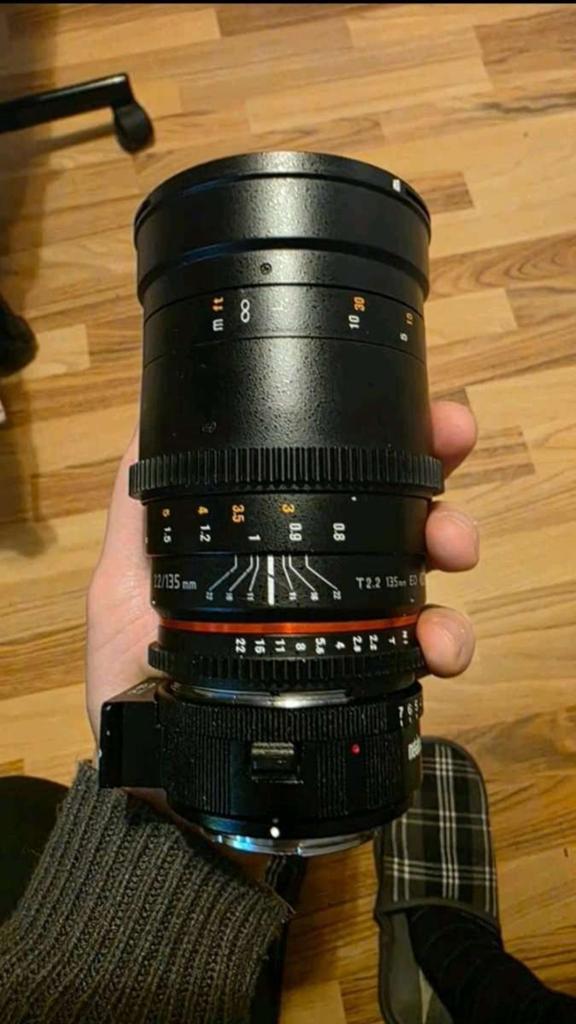 Nikon F 135mm F/2 Cine Lens Samyamg – Superscherp voor Port, Ophalen, Zo goed als nieuw, Telelens