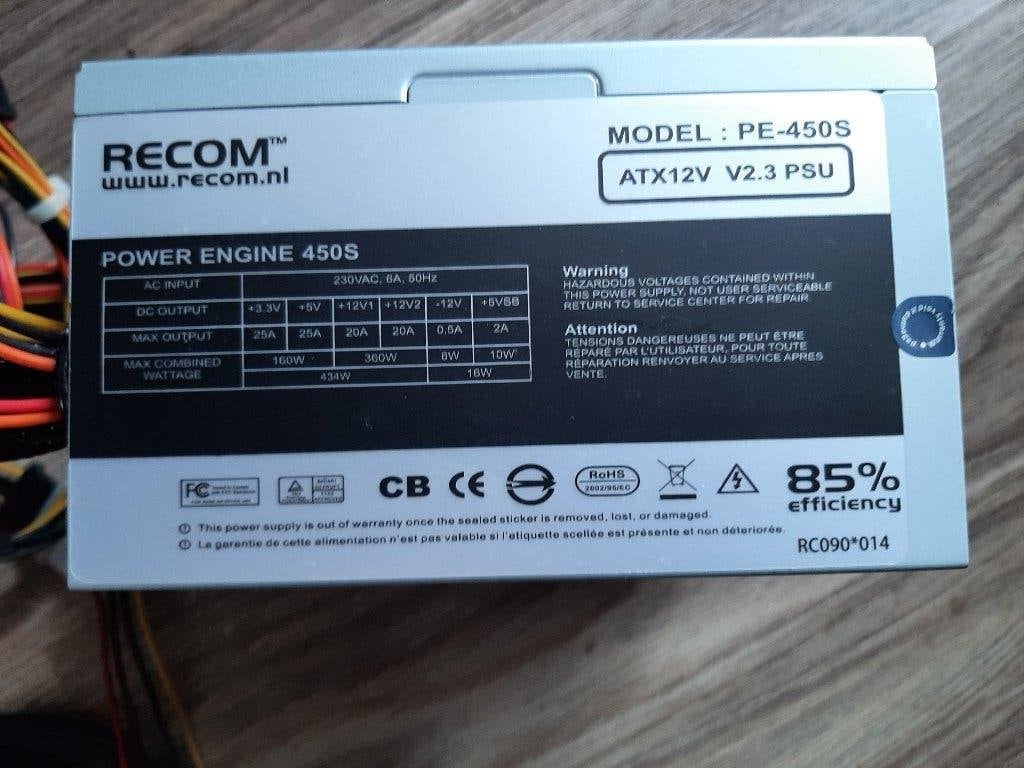 Recom voeding ups 450 watt pc voeding, Ophalen, Zo goed als nieuw