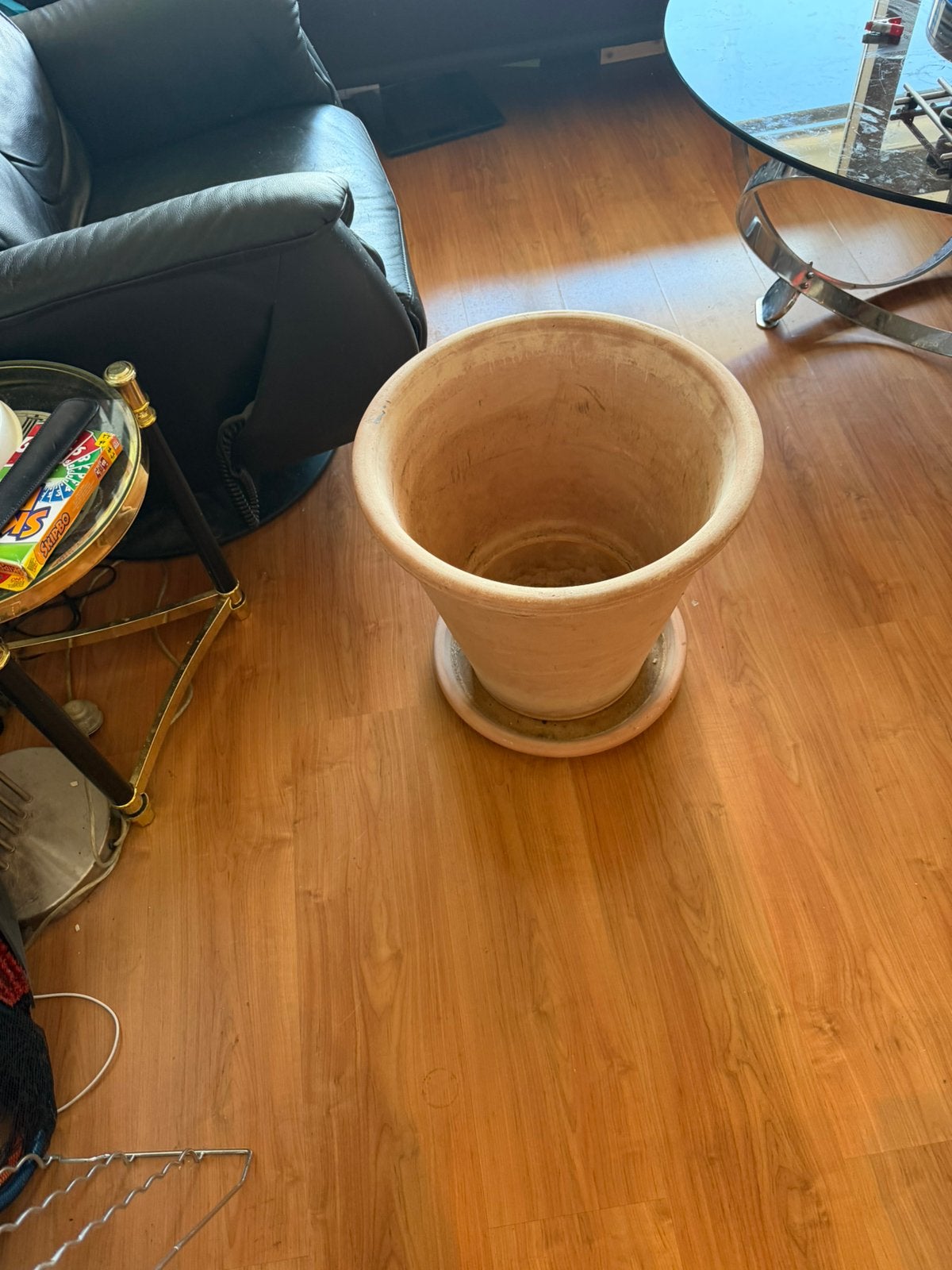 Aardewerk plantenpot groot, Gebruikt, Rond, Binnen, Aardewerk