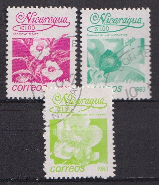Nicaragua 1983 Bloemen, Verzenden, Gestempeld, Dier of Natuur