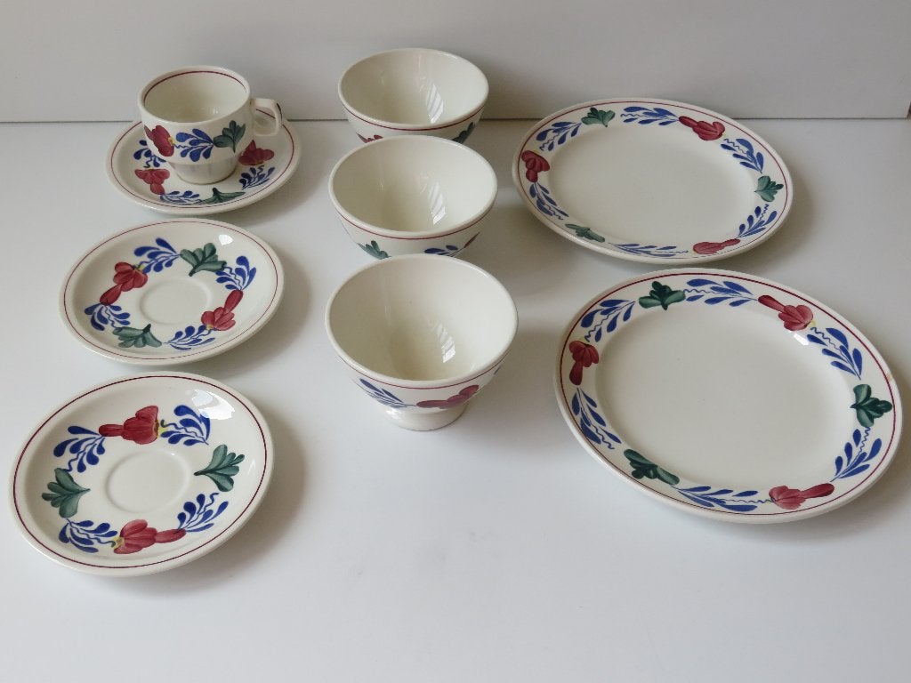 Vintage boerenbont servies kop schotels schaaltjes borden, Huis en Inrichting, Keuken | Servies, Gebruikt, Landelijk/Boerenbont