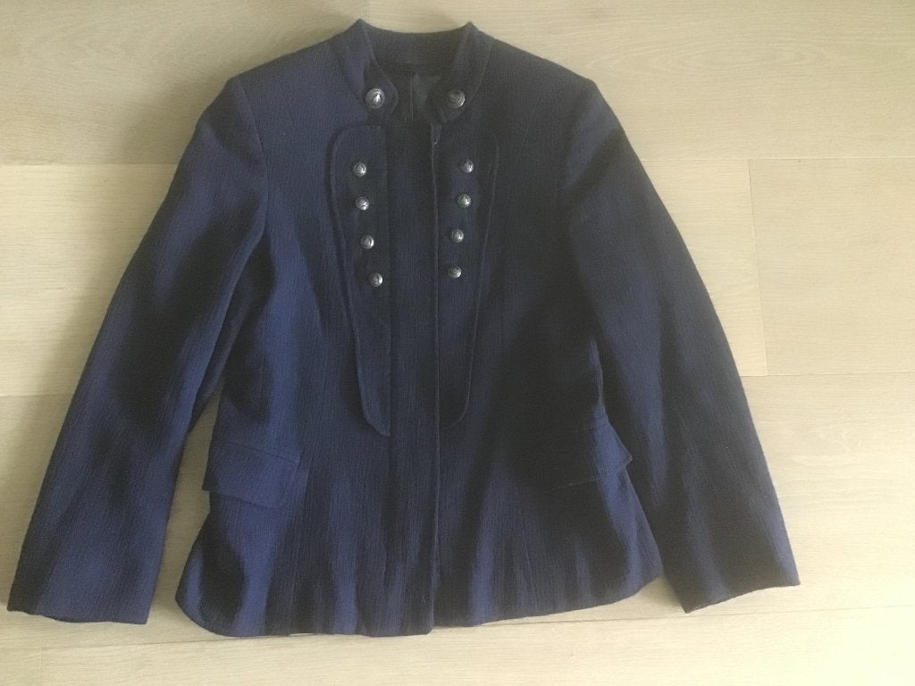 Kort blauw jasje met opstaand kraagje, S, Blauw, Ophalen of Verzenden, Jasje, Maat 36 (S)
