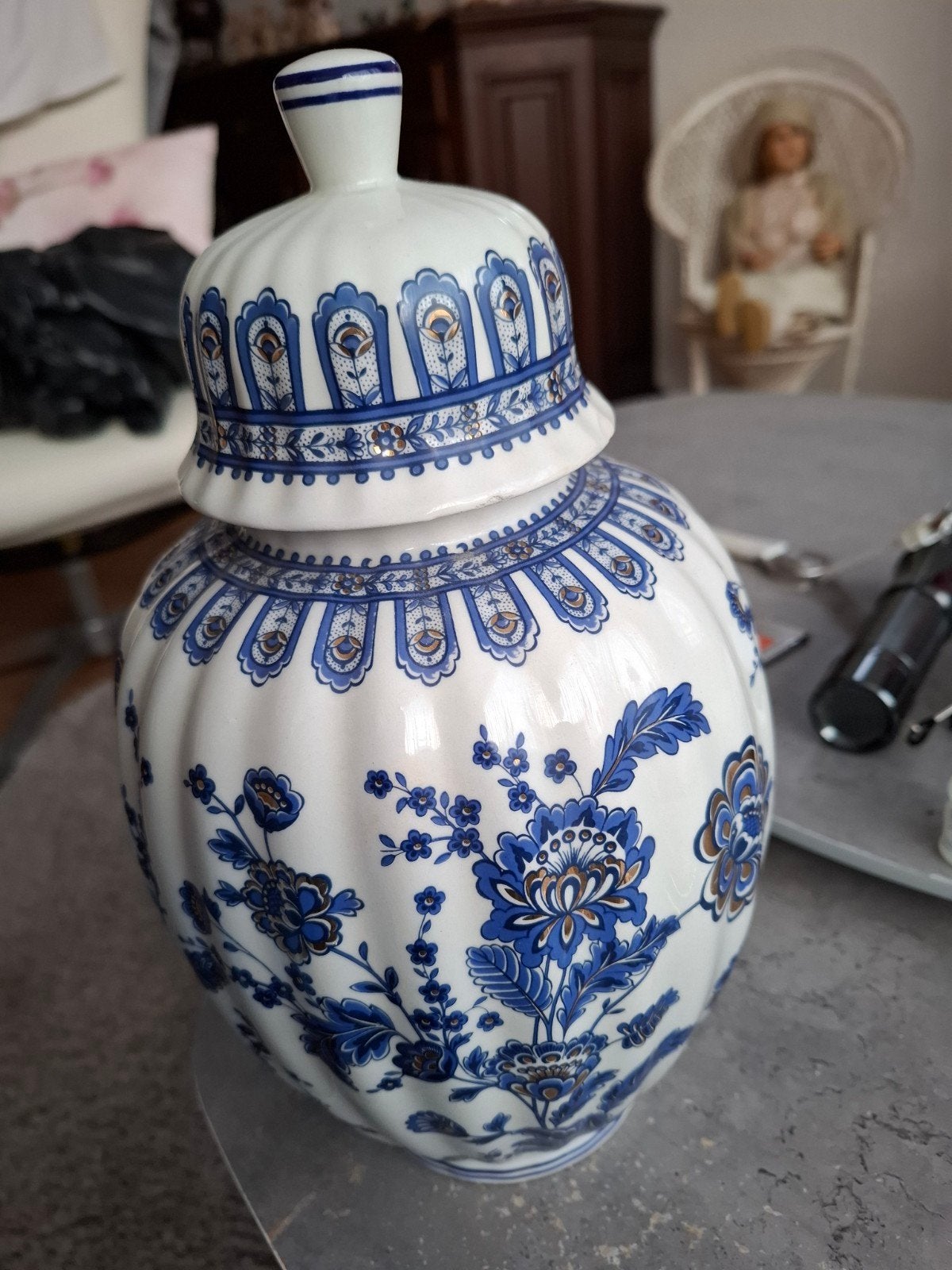 Prachtige Delftsblauwe gemberpot met deksel, Ophalen