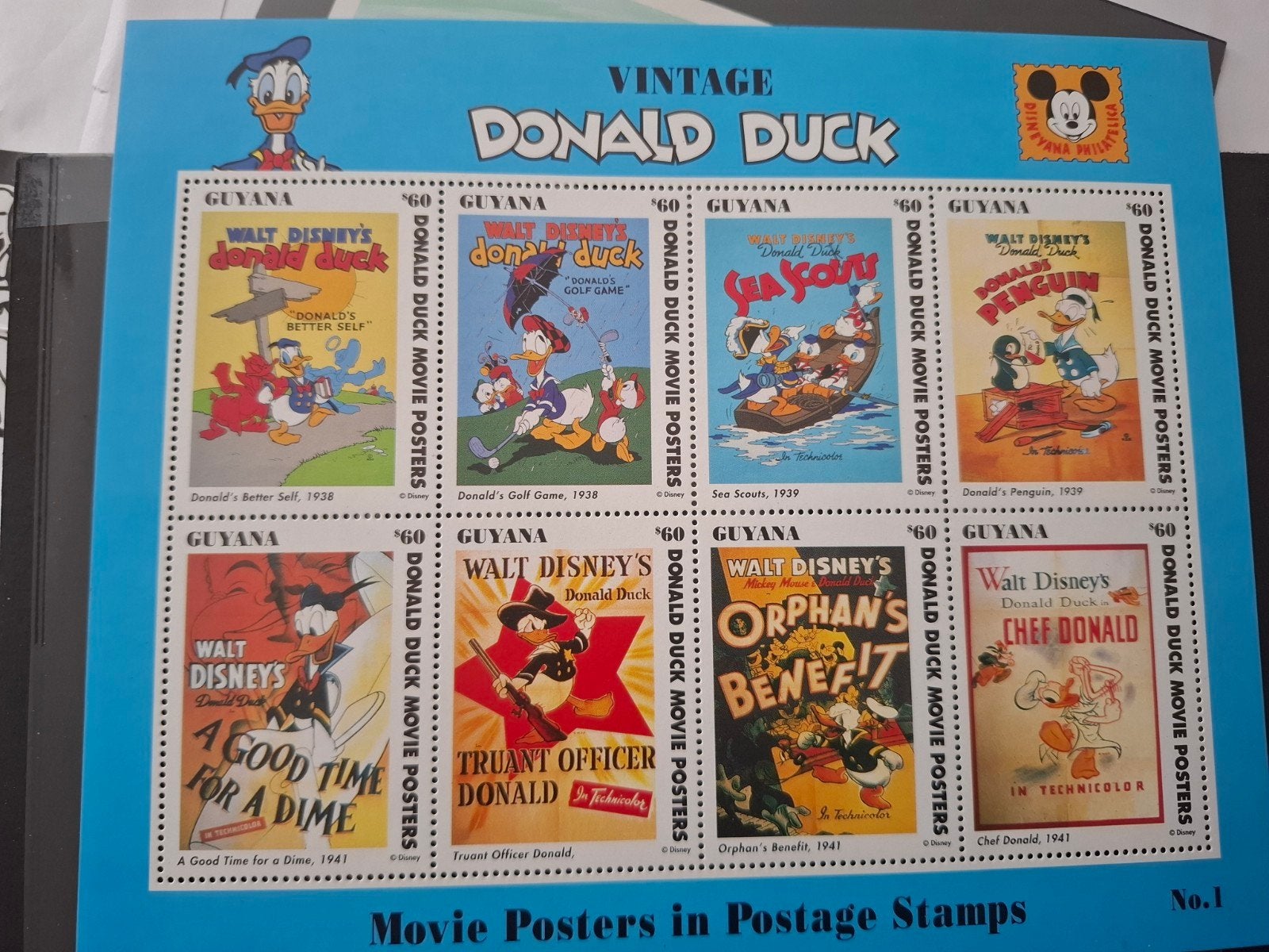 Blok Guyana Donald Duck, Ophalen of Verzenden, Postfris, Overige thema's