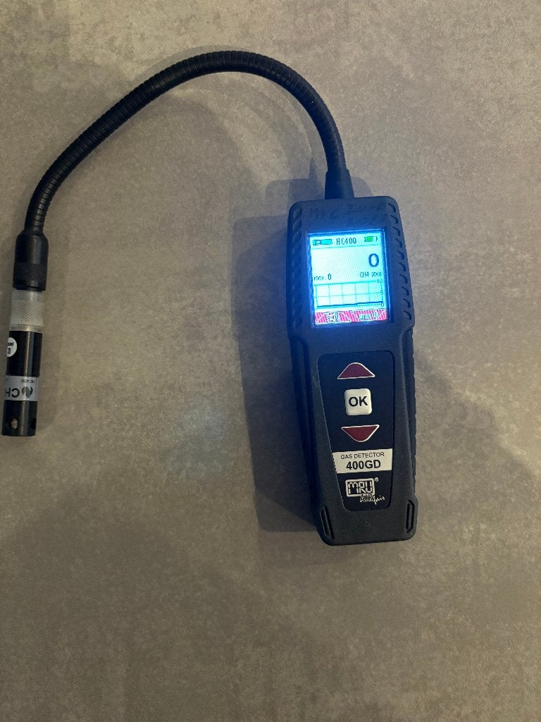 MRU 400GD professionele gaslekdetector CH4/methaan, Ophalen of Verzenden, Gebruikt, Overige meters