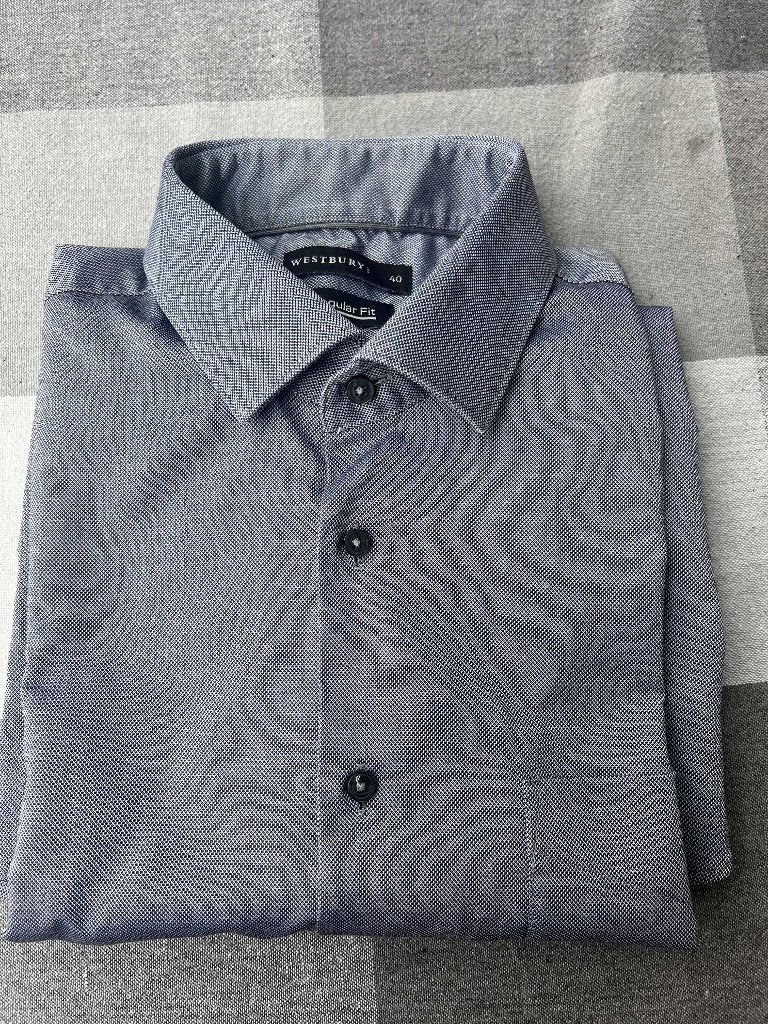 heren blauw overhemd lange mouw mt 40 WEstbury regular fit, Blauw, Halswijdte 39/40 (M), Ophalen of Verzenden, Westbury