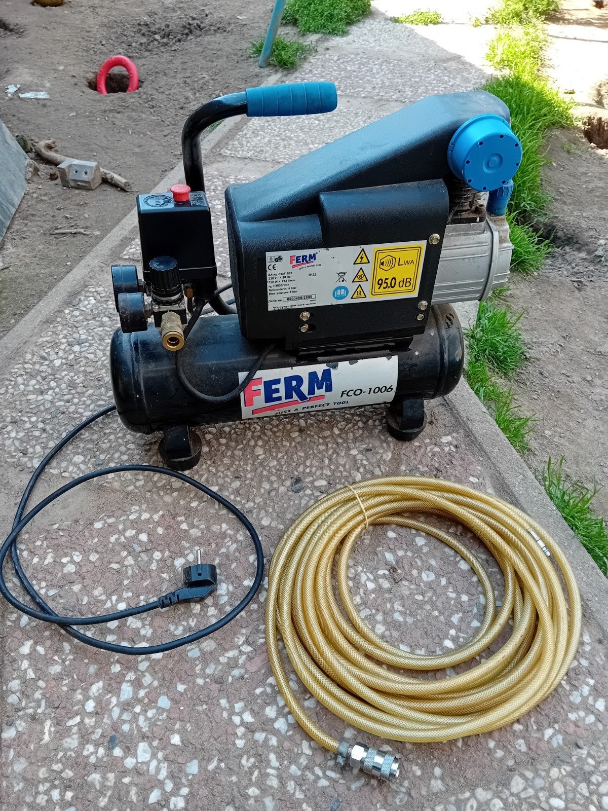 Ferm compressor, Ophalen, Gebruikt, 6 tot 10 bar, Minder dan 200 liter/min