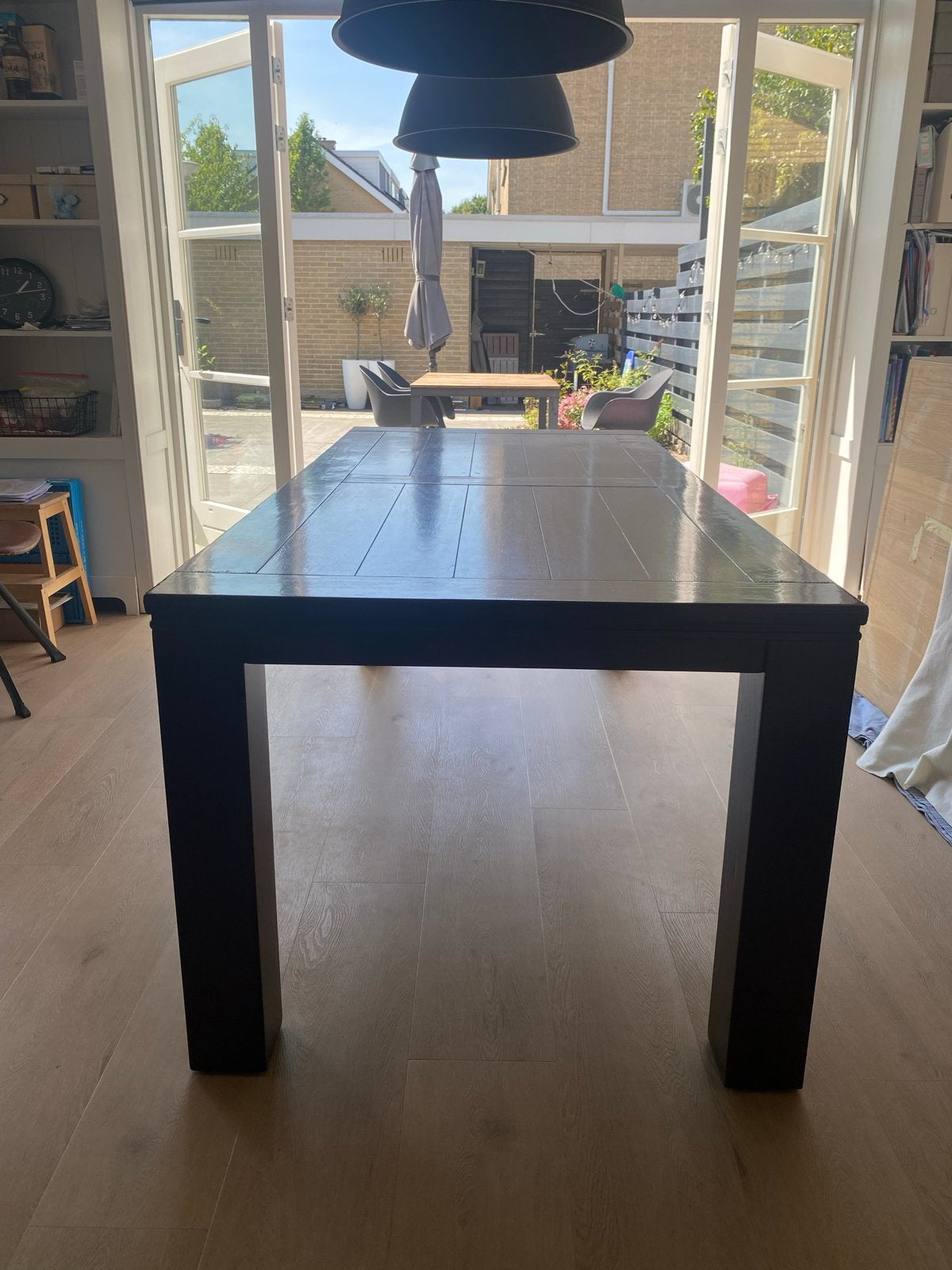Donkerbruine eettafel - 200x100 cm, Huis en Inrichting, Tafels | Eettafels, Ophalen, Gebruikt, 200 cm of meer, 50 tot 100 cm