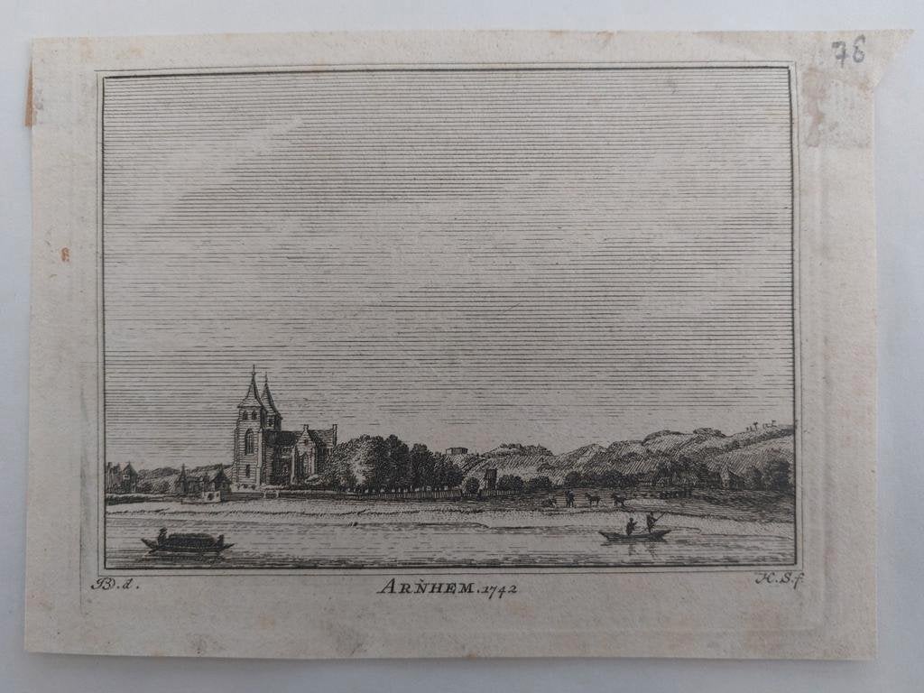 78 / De stad Arnhem gravure van H. Spilman, Ophalen of Verzenden