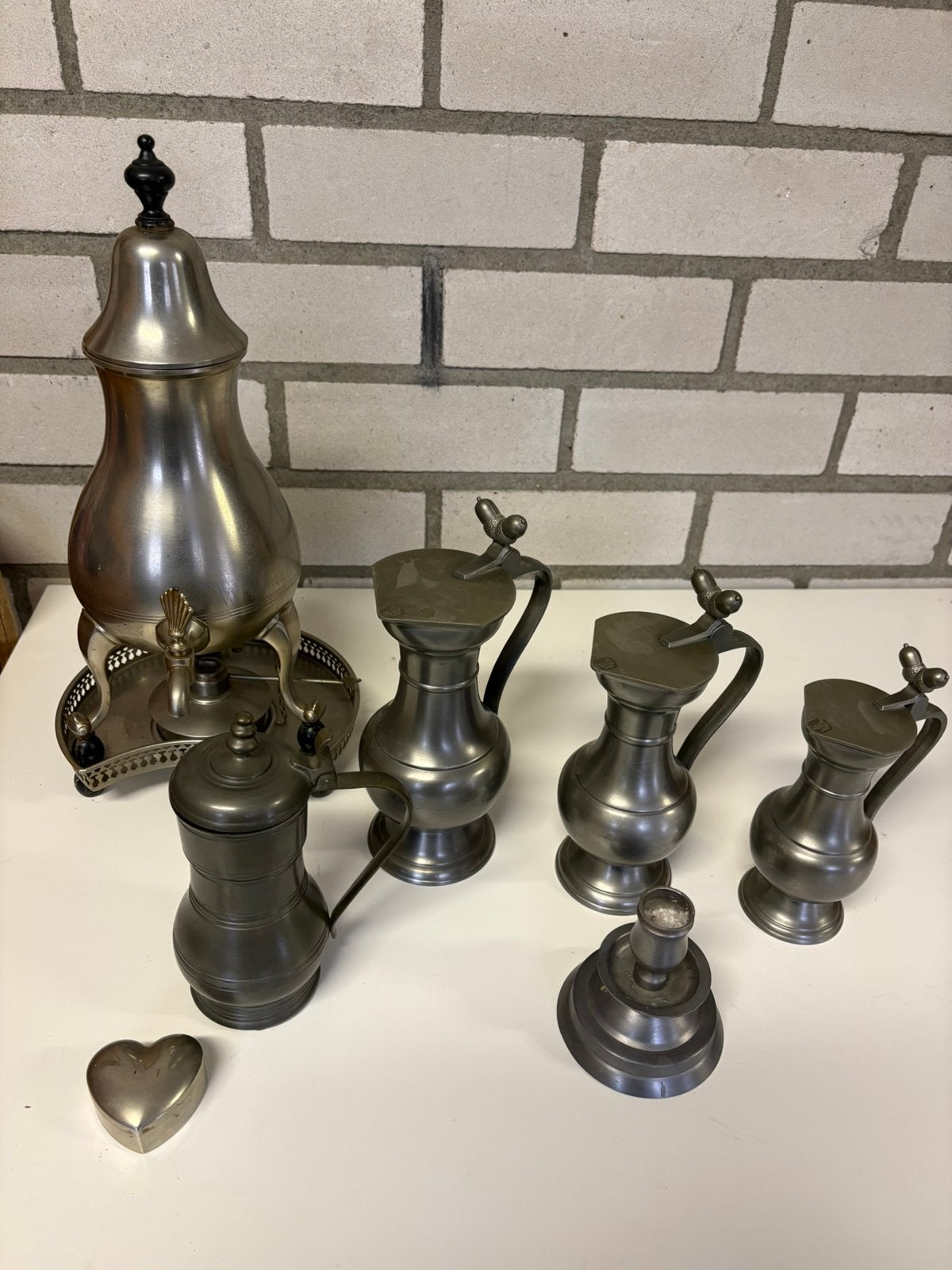 Diverse tinnen kannen en kraantjeskan, Antiek en Kunst, Ophalen of Verzenden