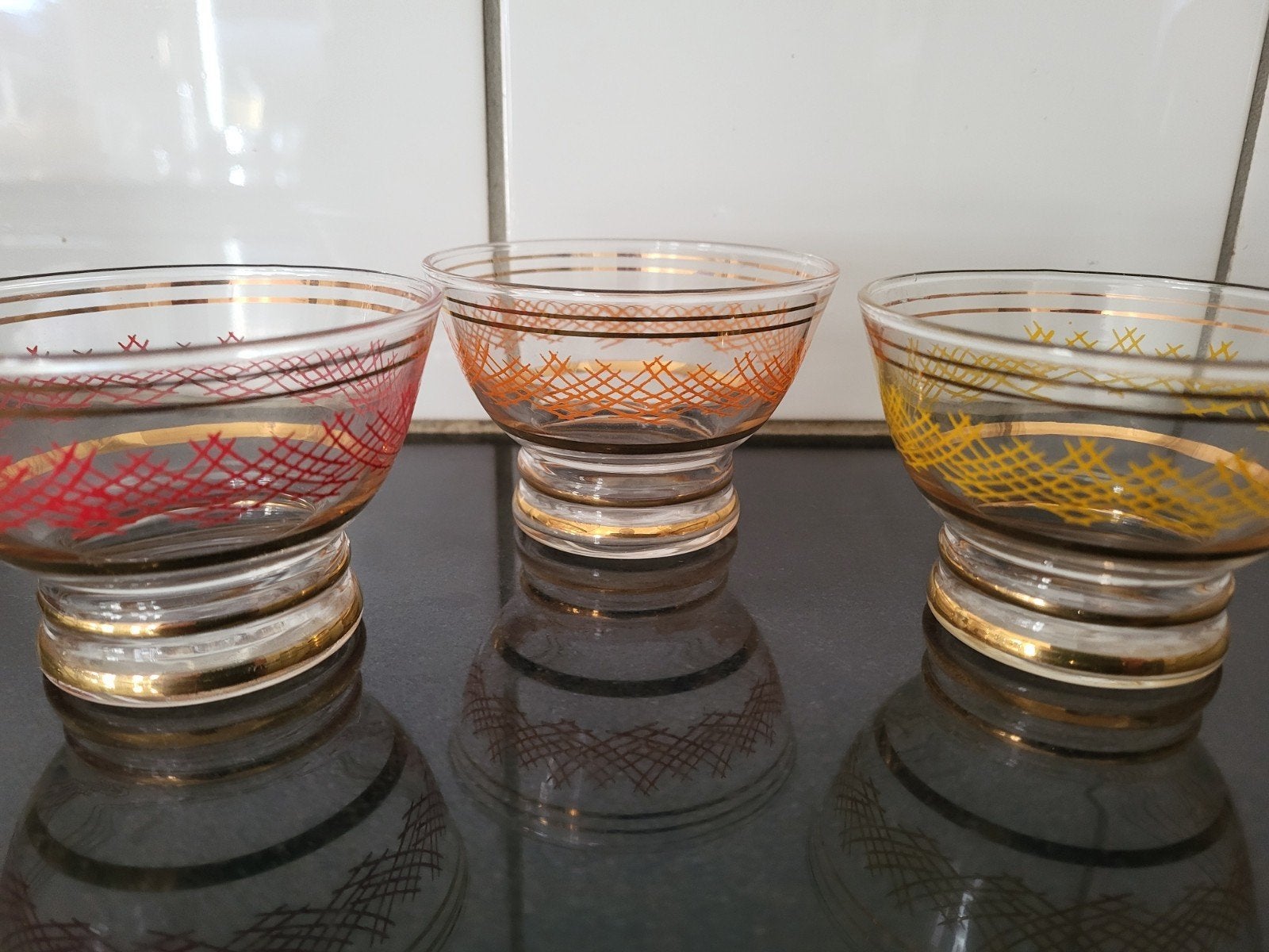 Vintage Dessertglaasjes Set van 3., Vintage, Ophalen of Verzenden, Glas, Schaal of Schalen