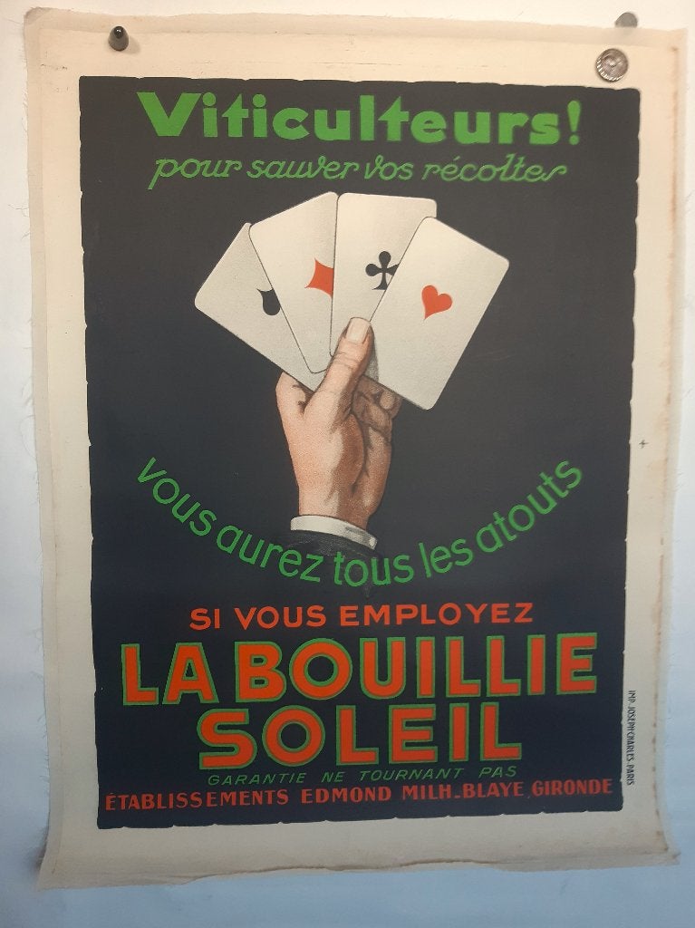 Originele Poster Viticulteurs Kaartenspeler, Verzamelen, Ophalen of Verzenden, A1 t/m A3, Reclame, Rechthoekig Staand