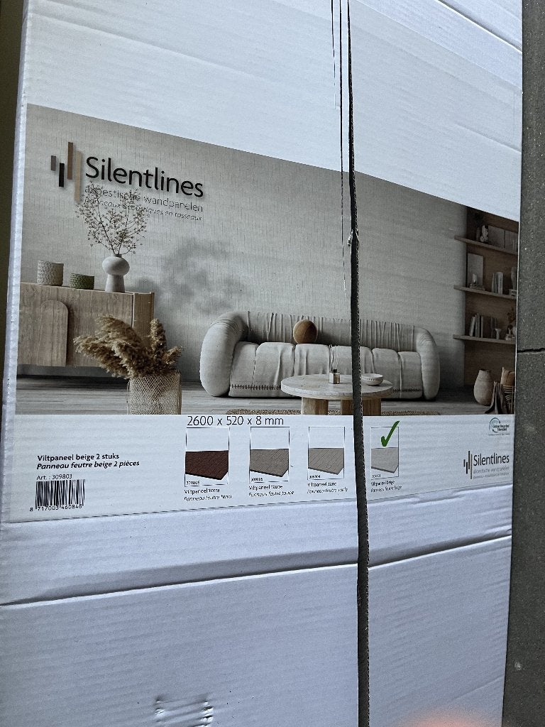 Silentlines Lattenwand vilt beige 260 x 52 cm dikte 8 mm, Doe-het-zelf en Verbouw, Ophalen, Nieuw, Overige materialen, Minder dan 20 mm